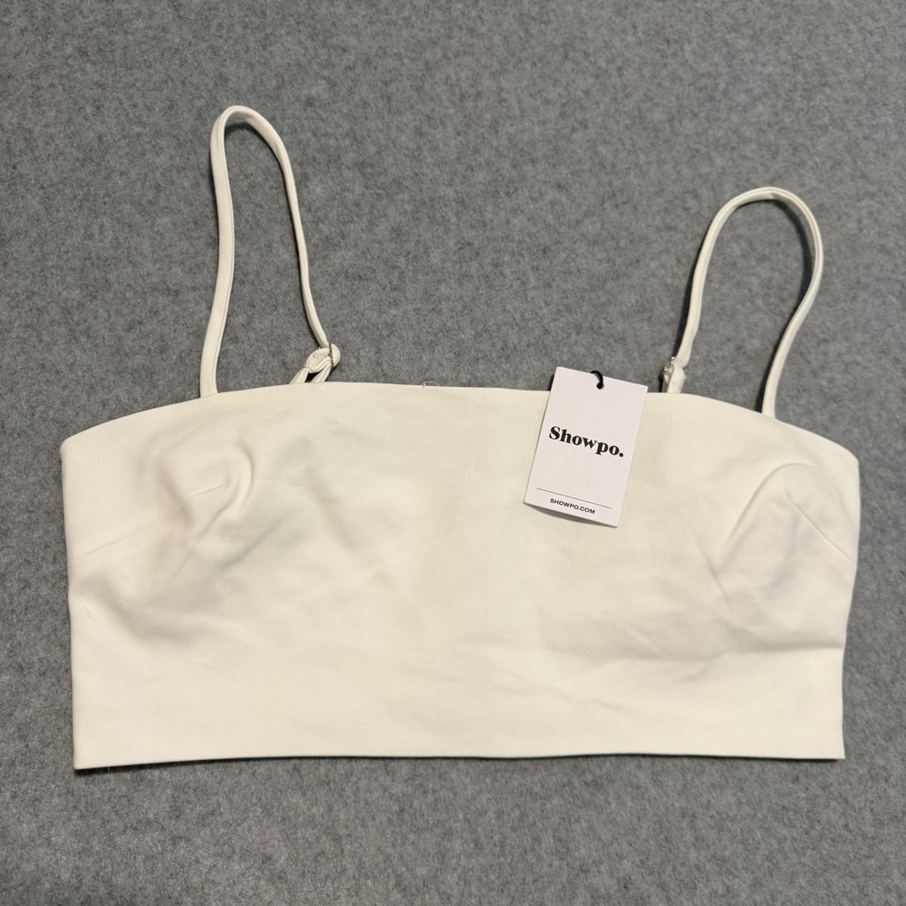 NWT Showpo Rowan Two Piece Set Crop Top Only White Cotton Bandeau SIZE 8
